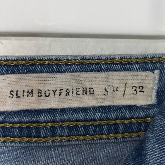 Pilcro and the Letterpress Slim Boyfriend Denim Jeans Distressed w/ Patching 32 - Picture 5 of 12